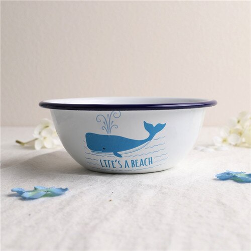Cartoon Walvis Kinderen Kom Verdikte Emaille Kom Dessert Cake Tray Melk Cup: 16cm bowl (780ml)