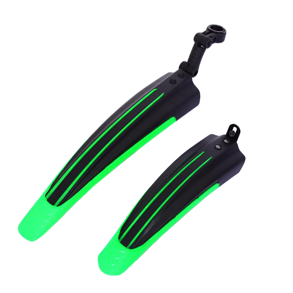 2Pcs Fiets Voor Achter Tire Fender Spatbord Set Mountain Road Bike Tire Fender: Black and Green