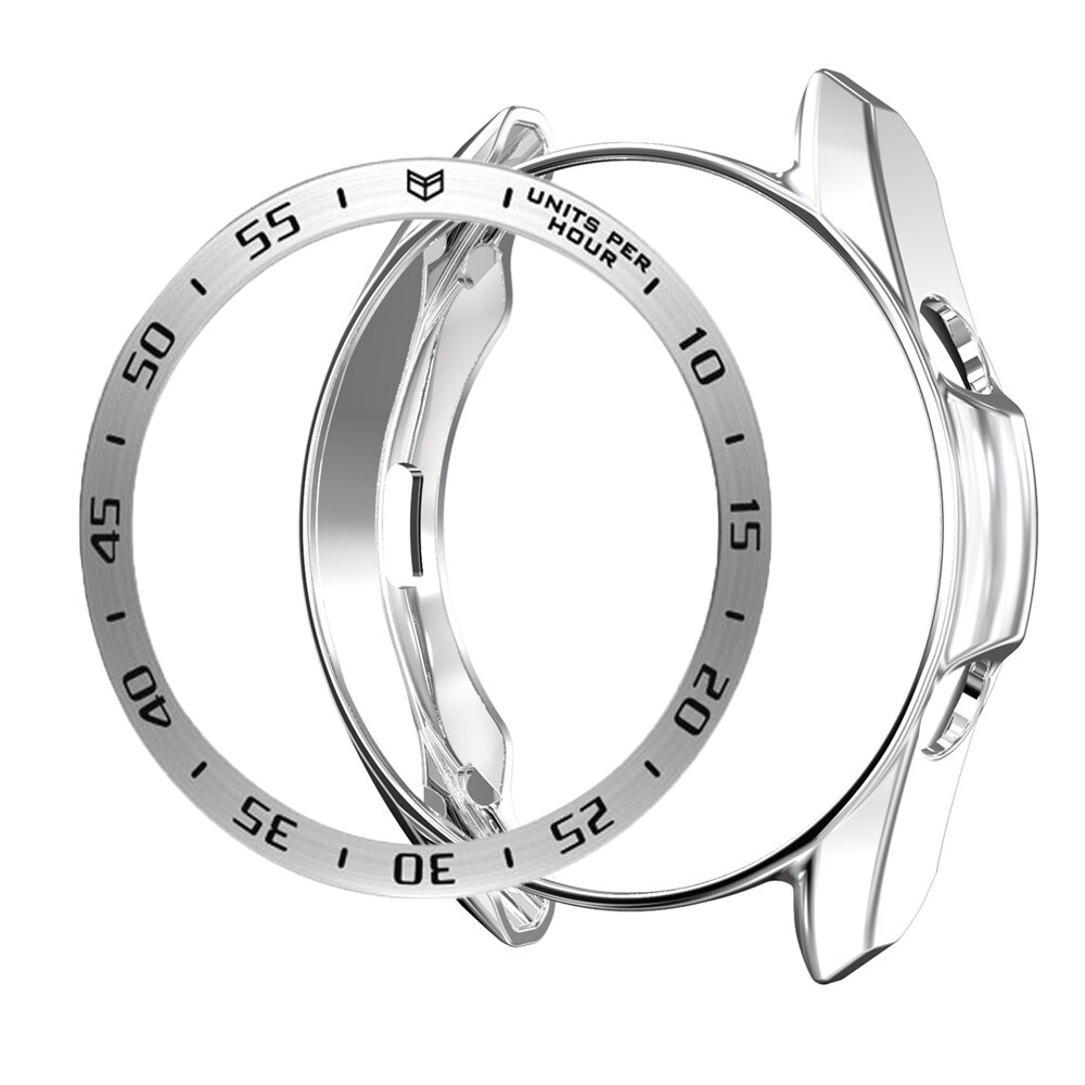 Funda + anillo bisel para samsung galaxy watch 3 45mm 41mm fundas y bisel loop para galaxy watch 3 funda bisel cubierta 45mm 41mm parachoques: silver / galaxy watch 3 45mm