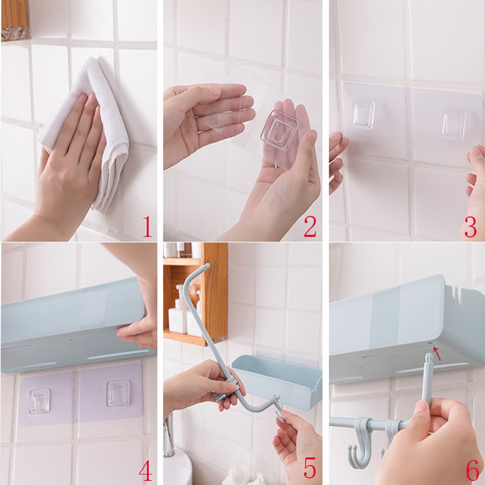 Square storage rack kitchen wall hanging plastic receive finishing rack multifunctional toilet non perforated storage rac