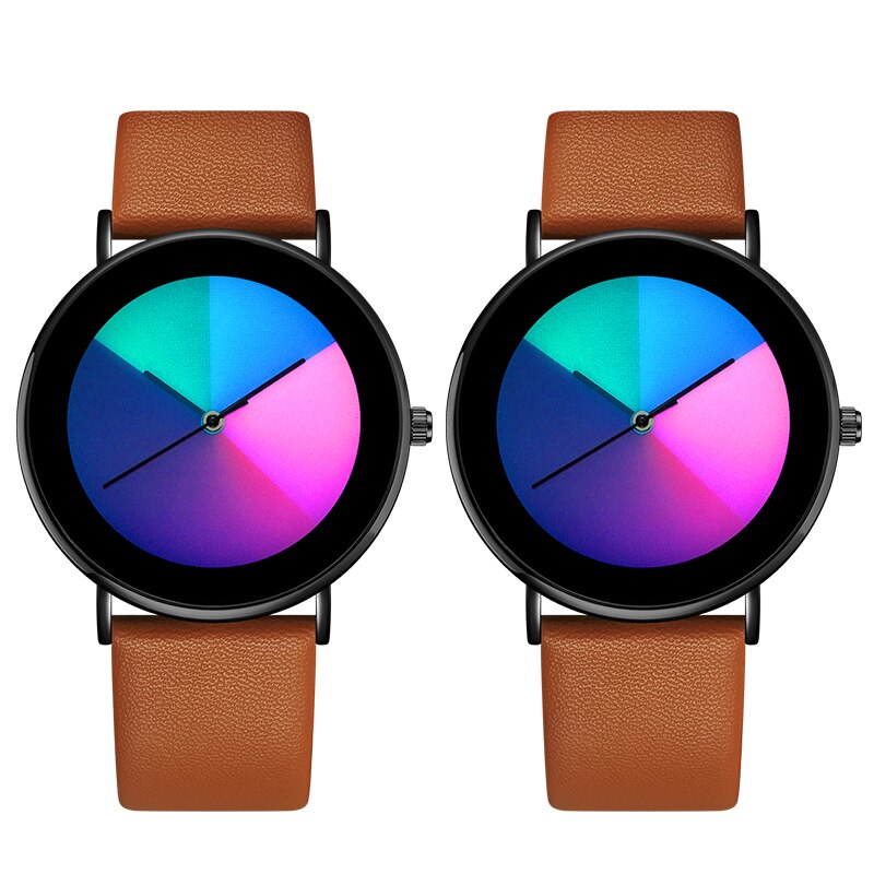 Changing Color Casual Quartz Women Watches Girl Wristwatch Stainless Steel Female Watch Clock Reloj Mujer: Couple-BlackBrown
