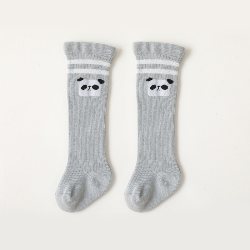 Calzini lunghi per bambini autunno inverno cartone animato striscia animale ginocchio alto neonato ragazza ragazzo calzini da pavimento calzino per bambini in morbido cotone: gray