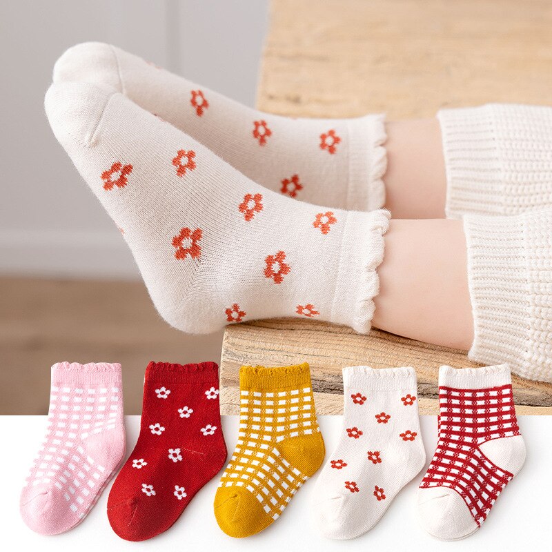 Kinder socken winter kleine gebrochene blume trommel kinder socken spitze grid junge baby mädchen socke Kinder winter Warme strumpf