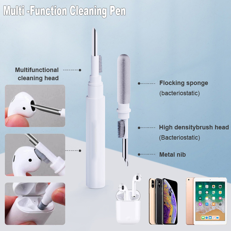 Bluetooth-Kopfhörer-Reinigungsstift für Airpods Profi 3 2 1, Reinigungsset, Bürste für kabellose Kopfhörer, Ladekoffer, Reinigungswerkzeuge: weiß