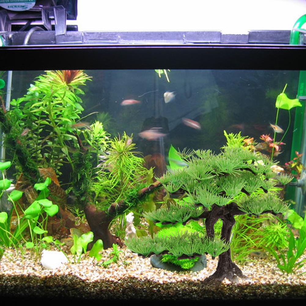 Plastic Plants for Aquarium Bonsai Tree Rockery Artificial Plant Pine Tree Fish Tank Aquarium Ornament