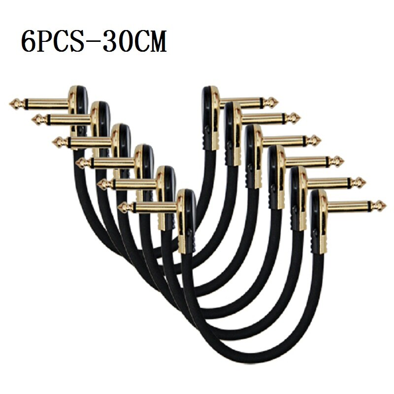 6PCS Guitar Patch Cables Right Angle 15/30CM 1/4 Guitar Cable for Guitar Effect Pedals: 6PCS-30CM