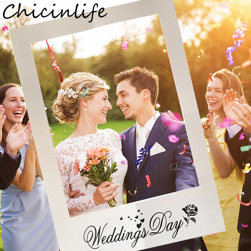 Chicinlife 1Pcs Wedding Photo Booth Frame Props Wedding Party Bridal Shower Anniversary Bride Groom Photbooth Props Supplies