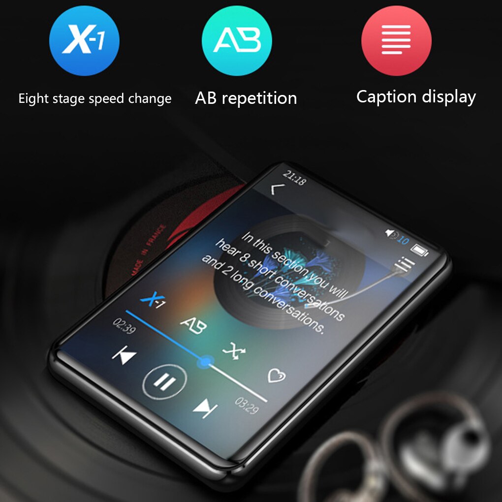 4/8/16GB MP3 MP4 Player Touch Control 2.8-inch Screen HiFi Video Player Students E-book Reader Music Listening