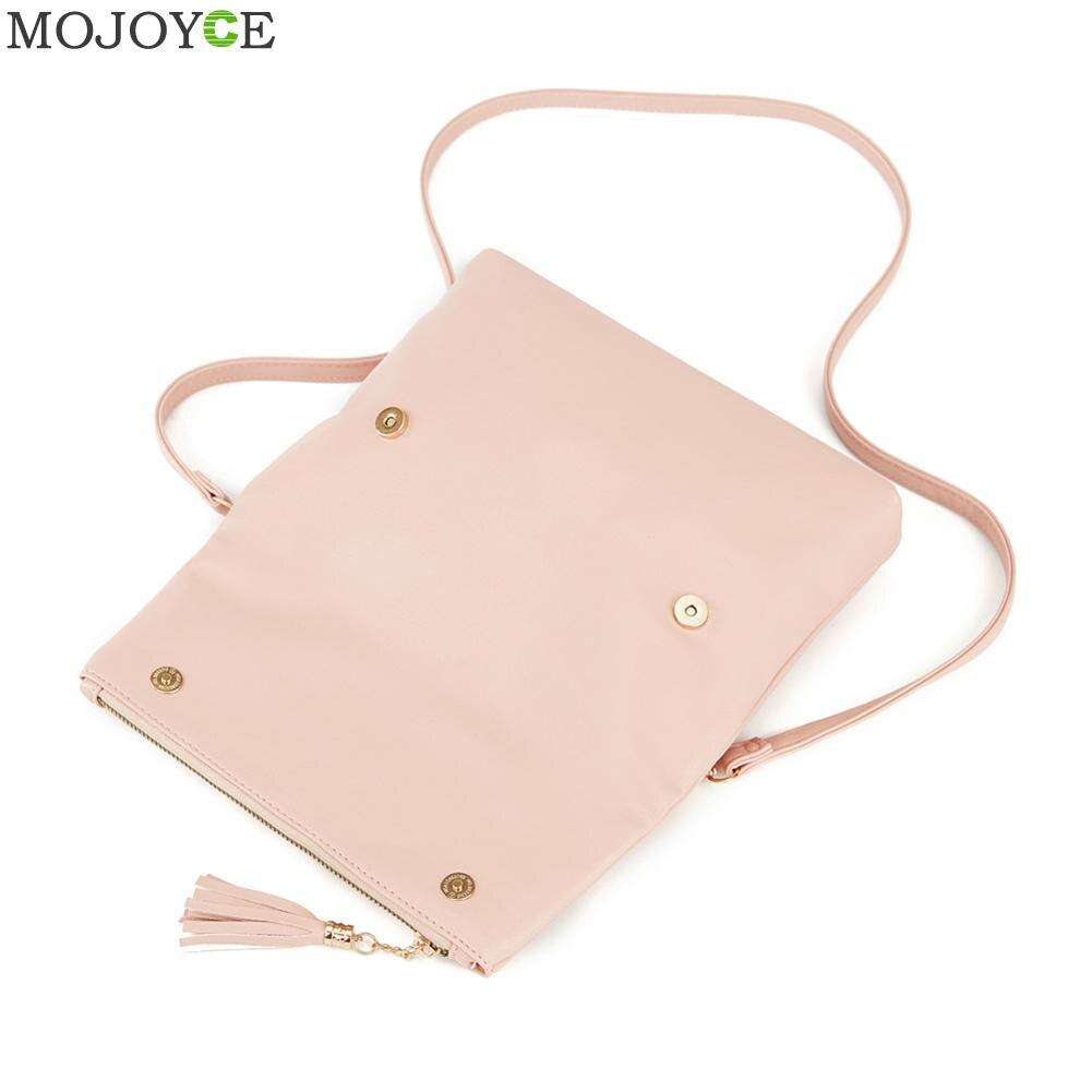 Quasten Frauen Schulter Umhängetasche PU Leder Geldbörse Feste Farbe lässig Damen Mädchen Crossbody Handtaschen