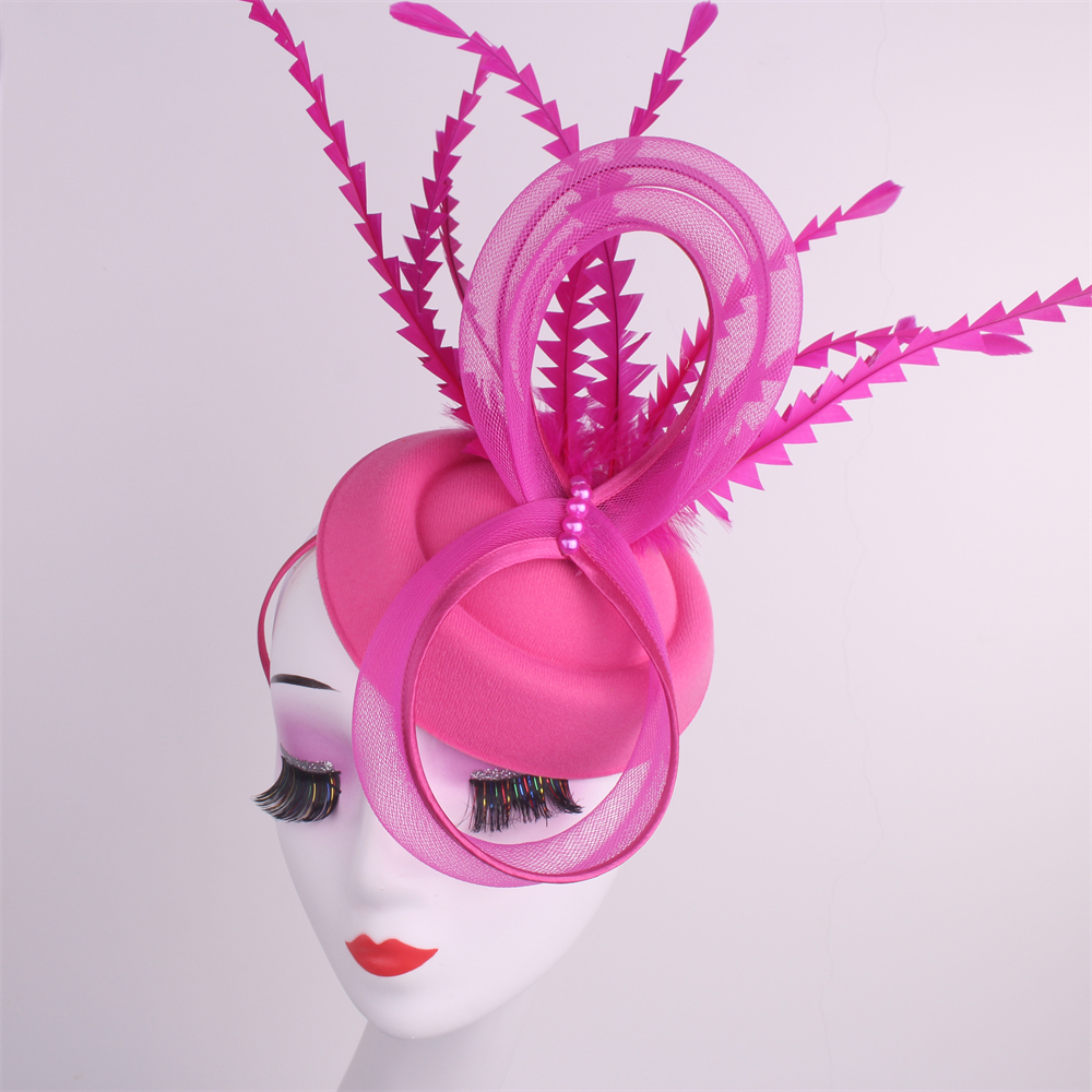 Kentucky Party Pillbox Cap Bruiloft Vrouwen Kerk Tovenaar Veren Hoed Elegante Dames Bruiloft Hoofddeksel Evenement Nigh Thee Chapeau: Rose Rood