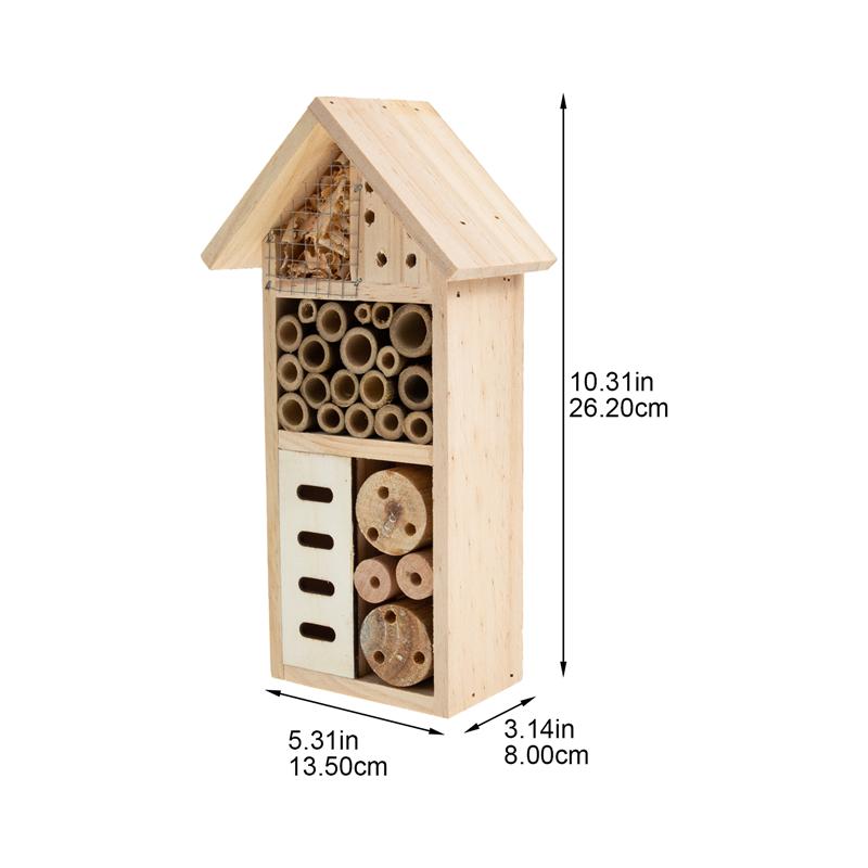 Wooden Insect House Outdoor Wood Insect Cabin Decorative Bee House Insect Nest