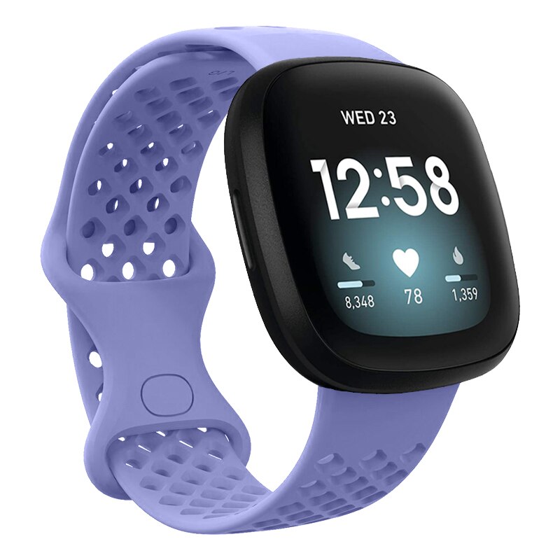 Sport Watch Band for Fitbit Versa 3 Strap Soft Breathable Silicone Bracelet Wristband for Fitbit Sense Accessories Women Men S L: Lilac / S(5.5-6.7inch)
