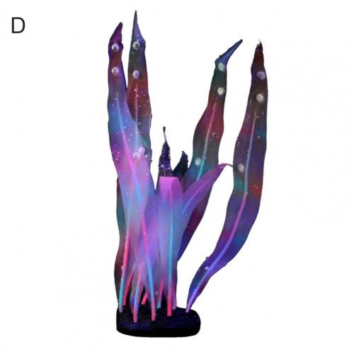 Simulação de silicone para aquário, planta marinha fluorescente de algas marinhas, enfeite colorido para aquário, decoração de aquário: D