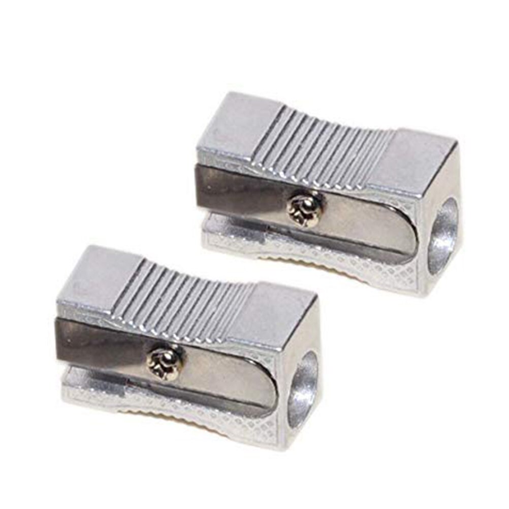 10PCS Dual Pencil Sharpener Pocket Aluminium Alloy Metal 1-Hole Steel Rectangular Small Sharpeners (Silver)