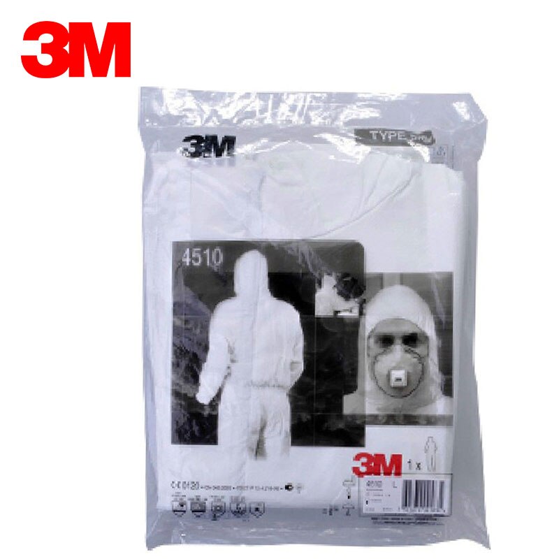 3M 4510 Veiligheid Kleding Chemische Wegwerp Beschermende Overall Hooded Pak Anti Deeltjes/Limited Vloeibare Chemische Splash