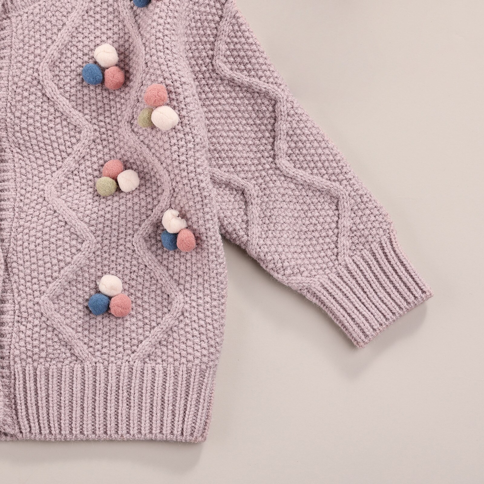 Cardigan lavorato a maglia per bambini autunnali, decorazioni per palline di peluche per bambine collo tondo manica lunga Outwear monopetto top Casual