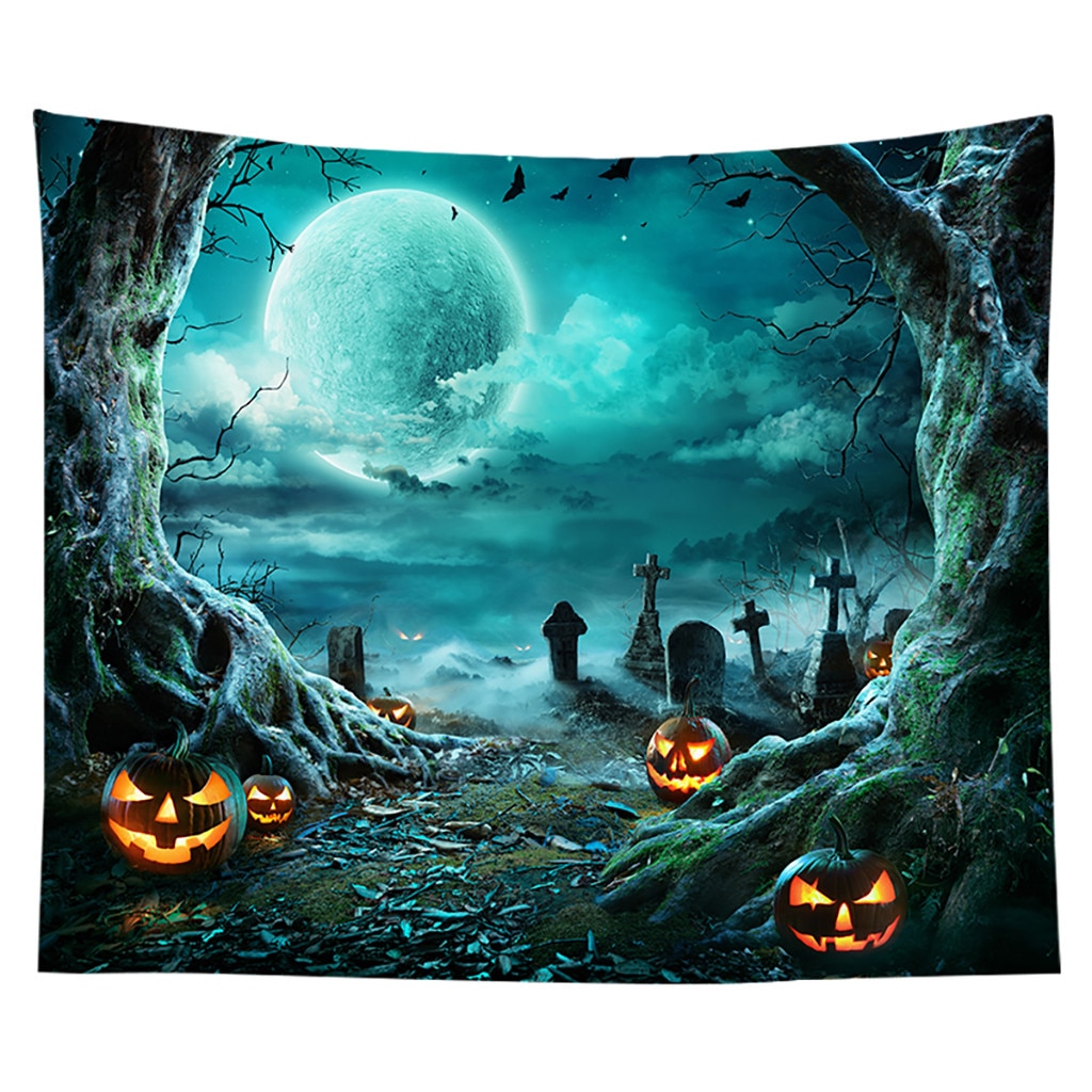 Halloween Tapestry Met Schedel Print Achtergrond Opknoping Op De Slaapkamer Muur