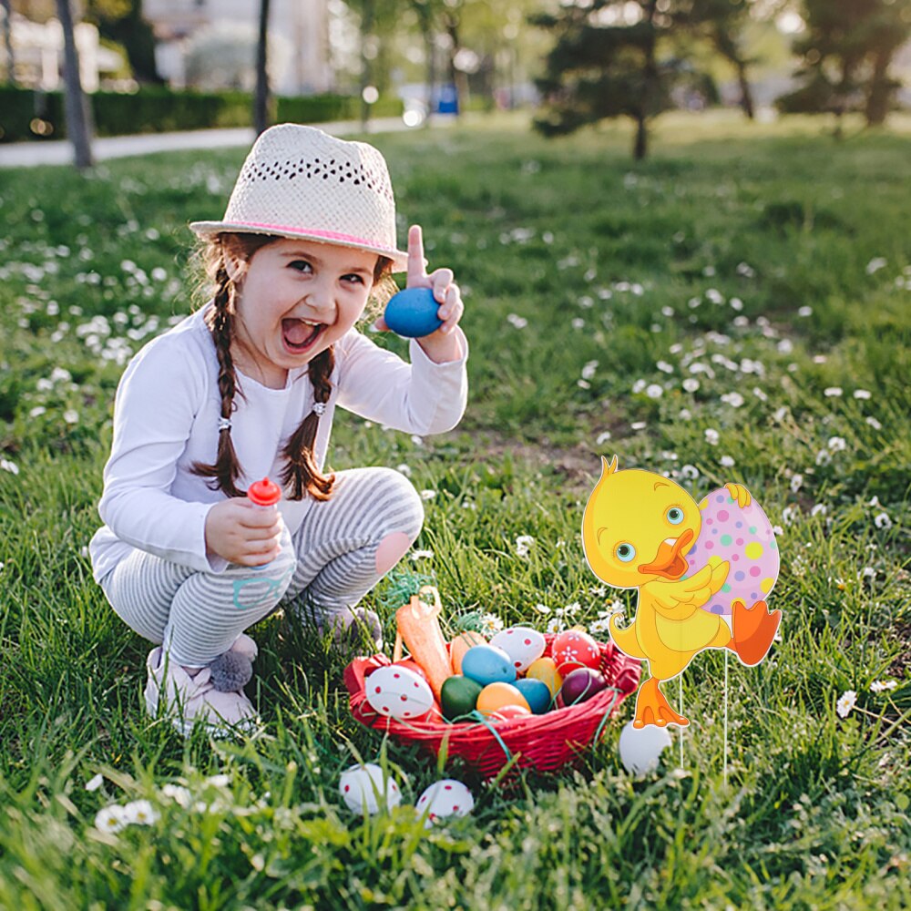 1pc Easter Garden Sign Outdoor Decoration Sign Easter Party Decoration