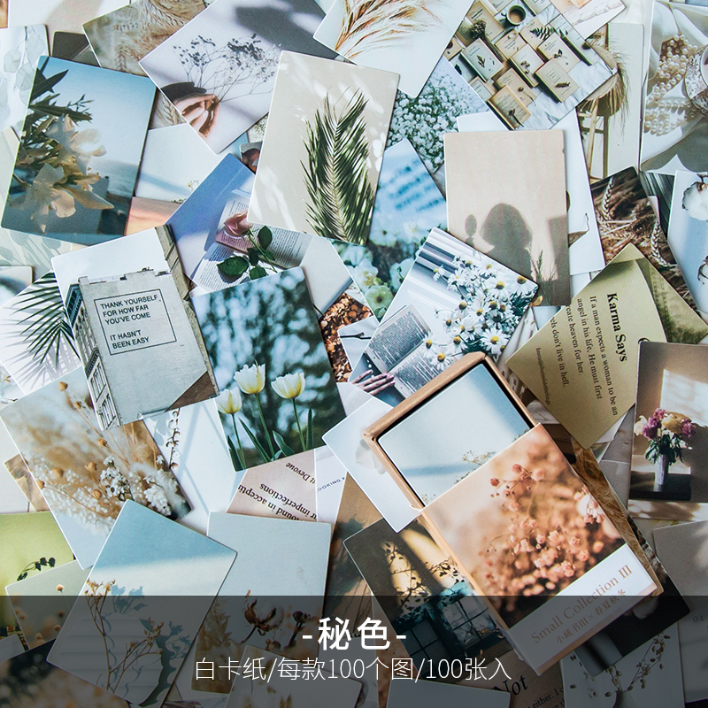 100 Stück Frühling Sommer Herbst Winter Kraftpapier Mini Grußkarte INS Blume Postkarte Brief Umschlag Dekoration LOMO Karten