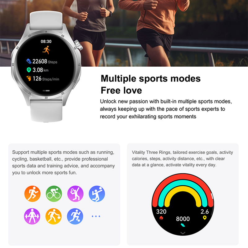 Dla HUAWEI GT4 sprytny zegarek mężczyźni 1,43-calowy ekran HD Tętno zdatność tor Bluetooth połączenie IP68 Wodoodporny sportowy smartwatch męnarty