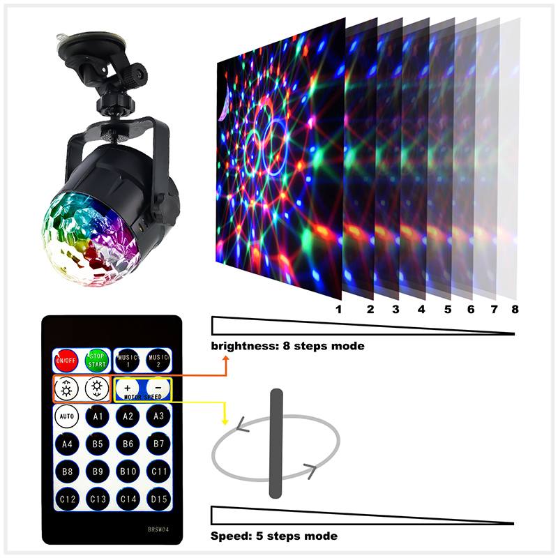 Sound Activated Roterende Disco Ball Party Verlichting Strobe Light 5W Rgb Led Verlichting Voor Auto Kerst Thuis Ktv Bruiloft tonen