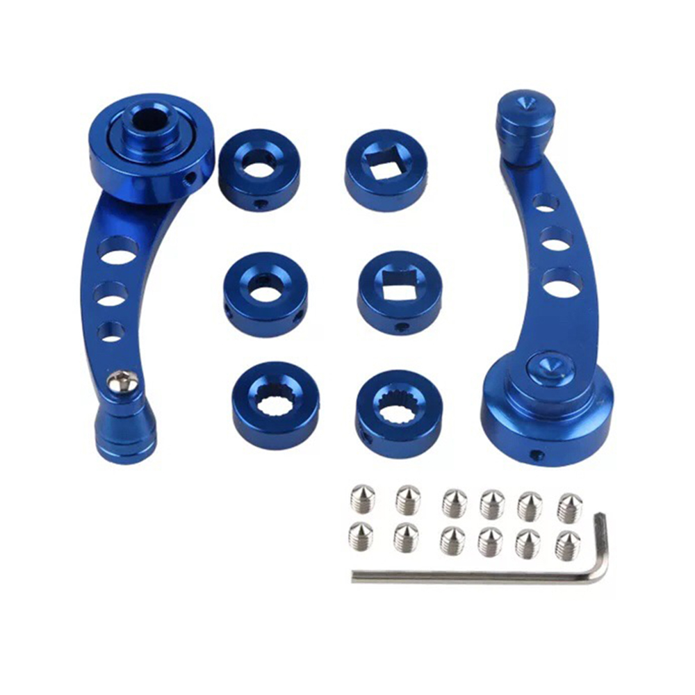 2Pcs/set Aluminum Alloy Universal Car Window Handle Winder Riser Replacement Winder Crank Riser set: Blue