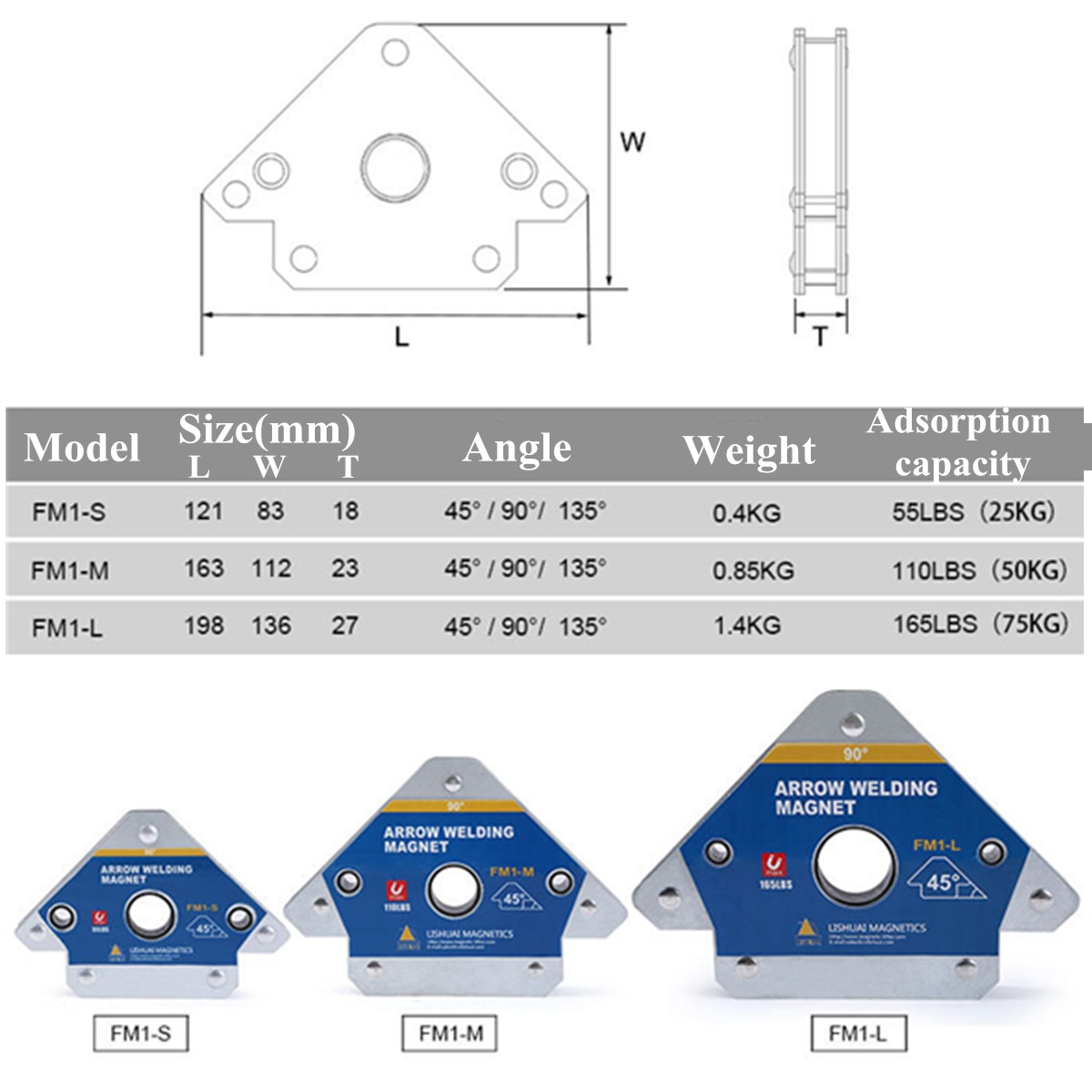 Multi-winkel Schweißen Magnet Magnetischer Halfter Pfeil Klemme 45 ° /90 °/ 135 ° für Schweißen Magnet 55LBS 110LBS 165LBS Eisen Werkzeuge