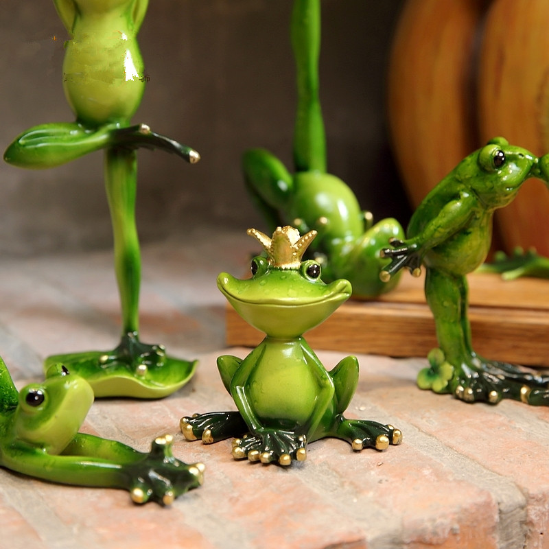 Resin Yoga Frog Green Garden Decoration Miniature Statues