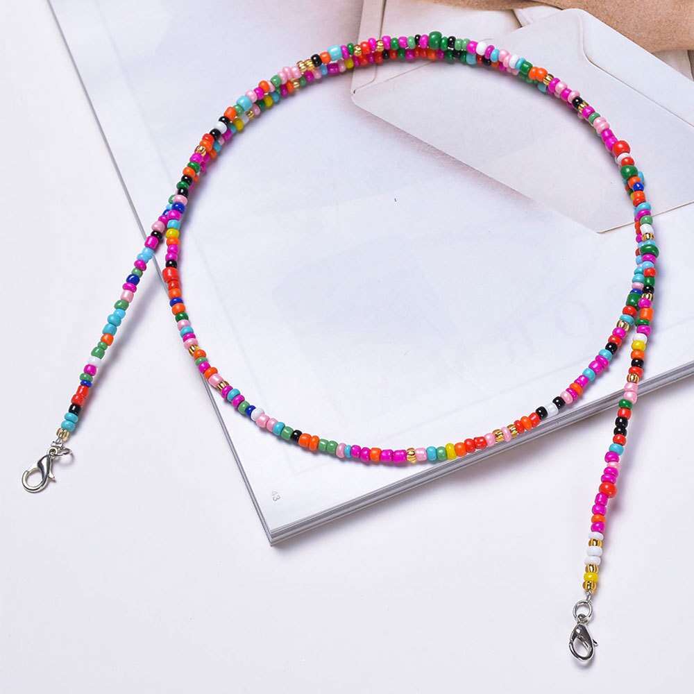 10 stuks regenboogkleurige masker glazen bedel kralen lanyard handgemaakte nek anti-dropping & lost dubbele gesp unisex ketting sieraden