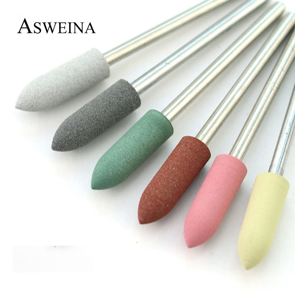 Juego de fresas rotativas de silicona para uñas, juego de 6 brocas de colores para limpieza de cutículas y pedicura, accesorio de la máquina para manicura
