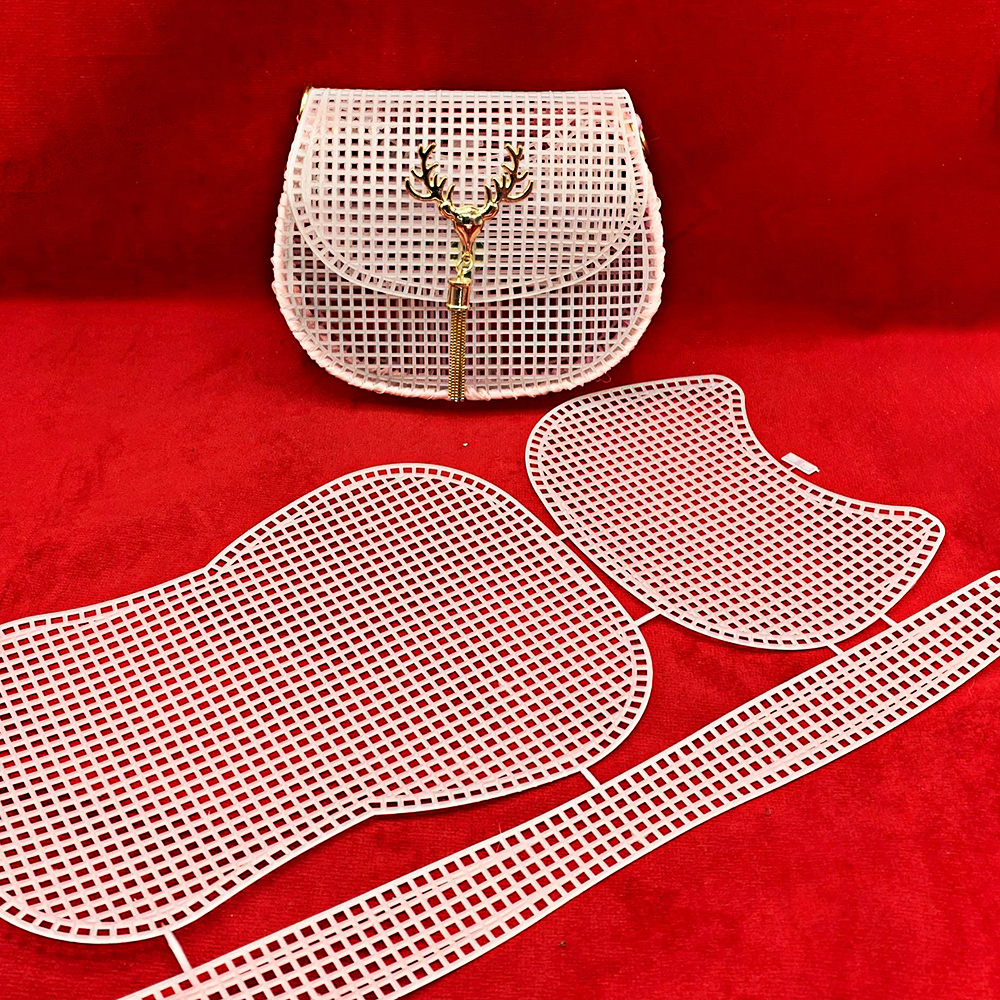 Hestesko taske mesh strikning foer vævning plast mesh ark tilbehør fløjl diy hok taske trim værktøj let strik hjælper