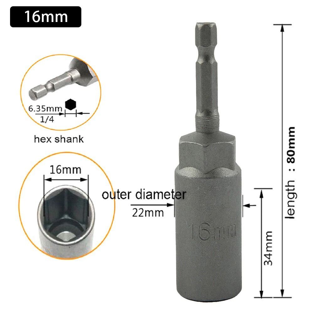 1Pcs Drive Socket Hex Socket Magnetic Nut Screwdriver 1/4" Hex Key Drill Bit Adapter 80mm Length Pneumatic Tool Accessory: Red