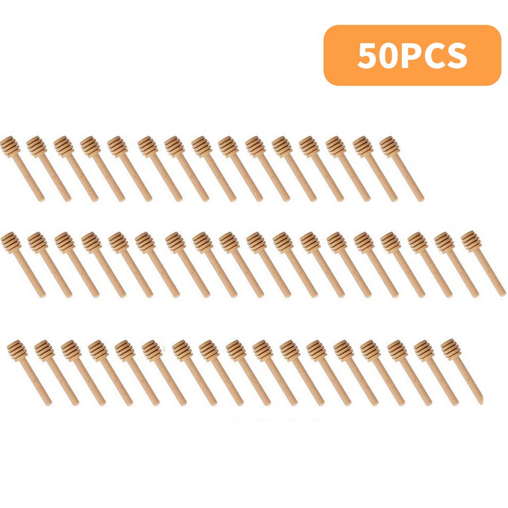 Bâton de mélange de miel en bois, manche Long 8cm, pratique, pot cuillère fournitures pour café lait thé outil de cuisine, 100 pièces/lot: 50pcs