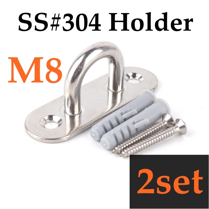 SS304 Installation Zubehör Sonnensegel Armaturen Halter Spannschloss Pulley Set Weichen Draht Seil Snap Haken Volle Ausrüstung: M8 holder-2pc