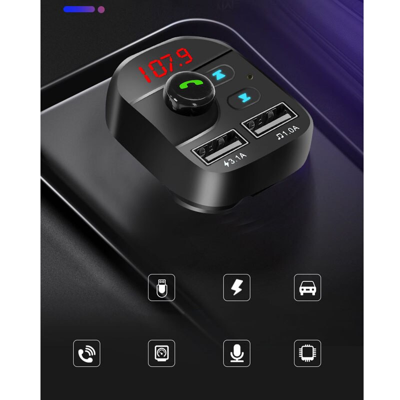 Handsfree Car Kit Draadloze Snelle Oplader Past Voor Smartphone Fm-zender Draadloze Auto Auto Fm-zender Dual Usb Charger