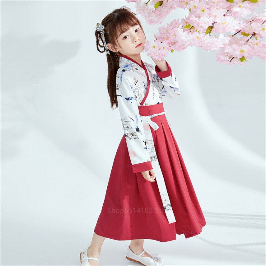 Traditional Costumes Kids Japanese Style Kimono Girls Boys Clothing Yukata Samurai Costume Crane Haori Robe Party Ancient