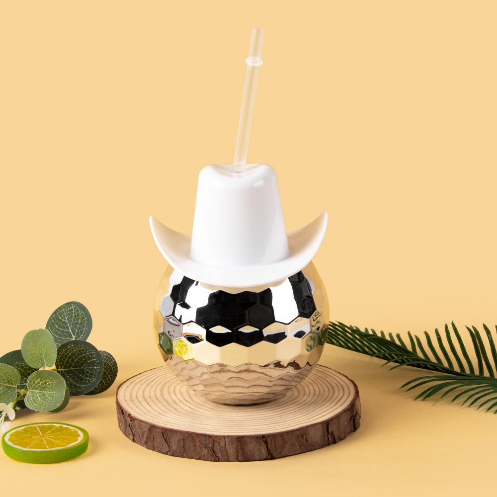 Disco Ball Cups with Cowboy Hat Lids and Straws Hen Bachelorette Party Decorations 70s Retro Bar Dance Disco Party Supplies