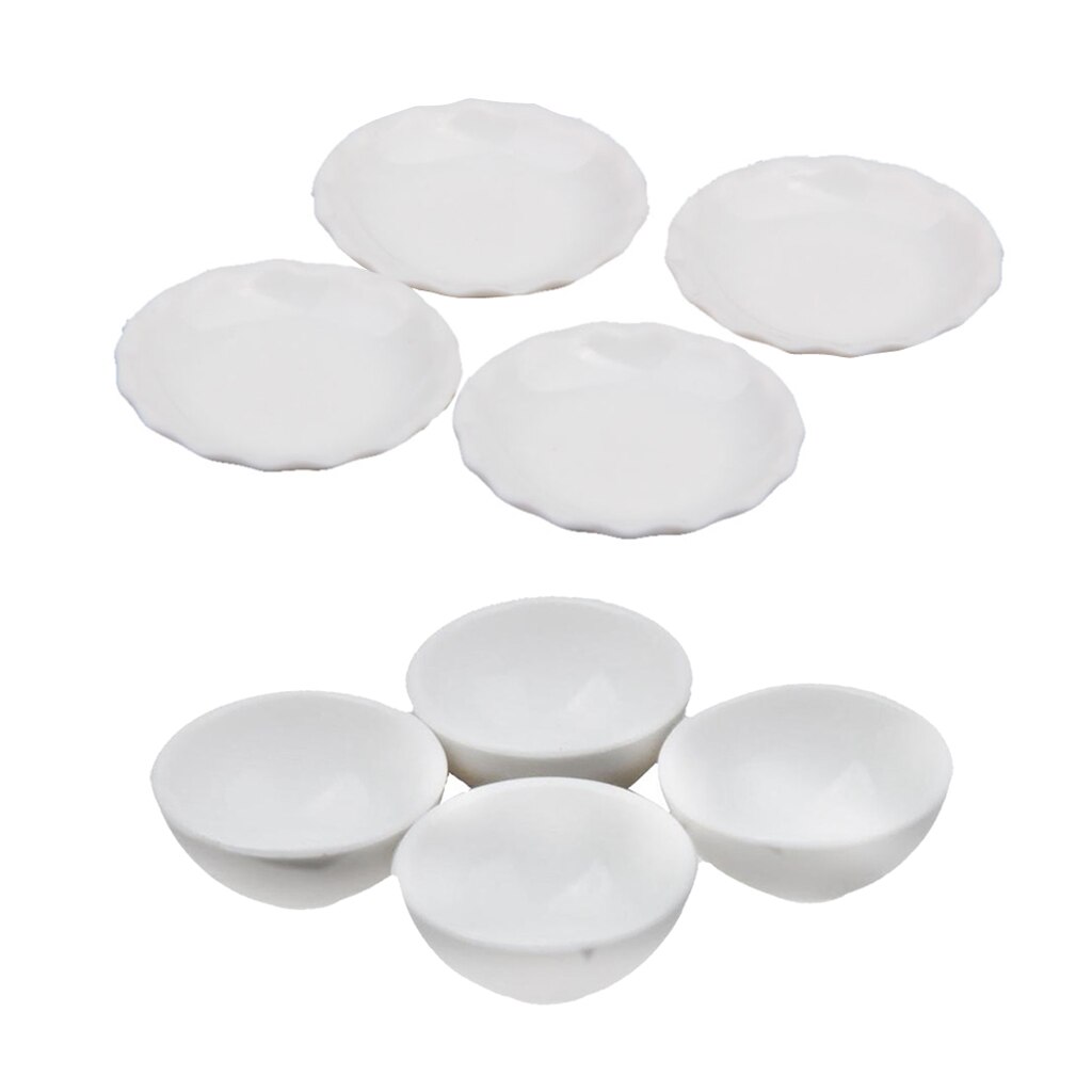 1/12 Casa di bambole In Miniatura Bianco Ciotole di Ceramica Piatti Piatto KitchenTableware Kit con Superficie Liscia