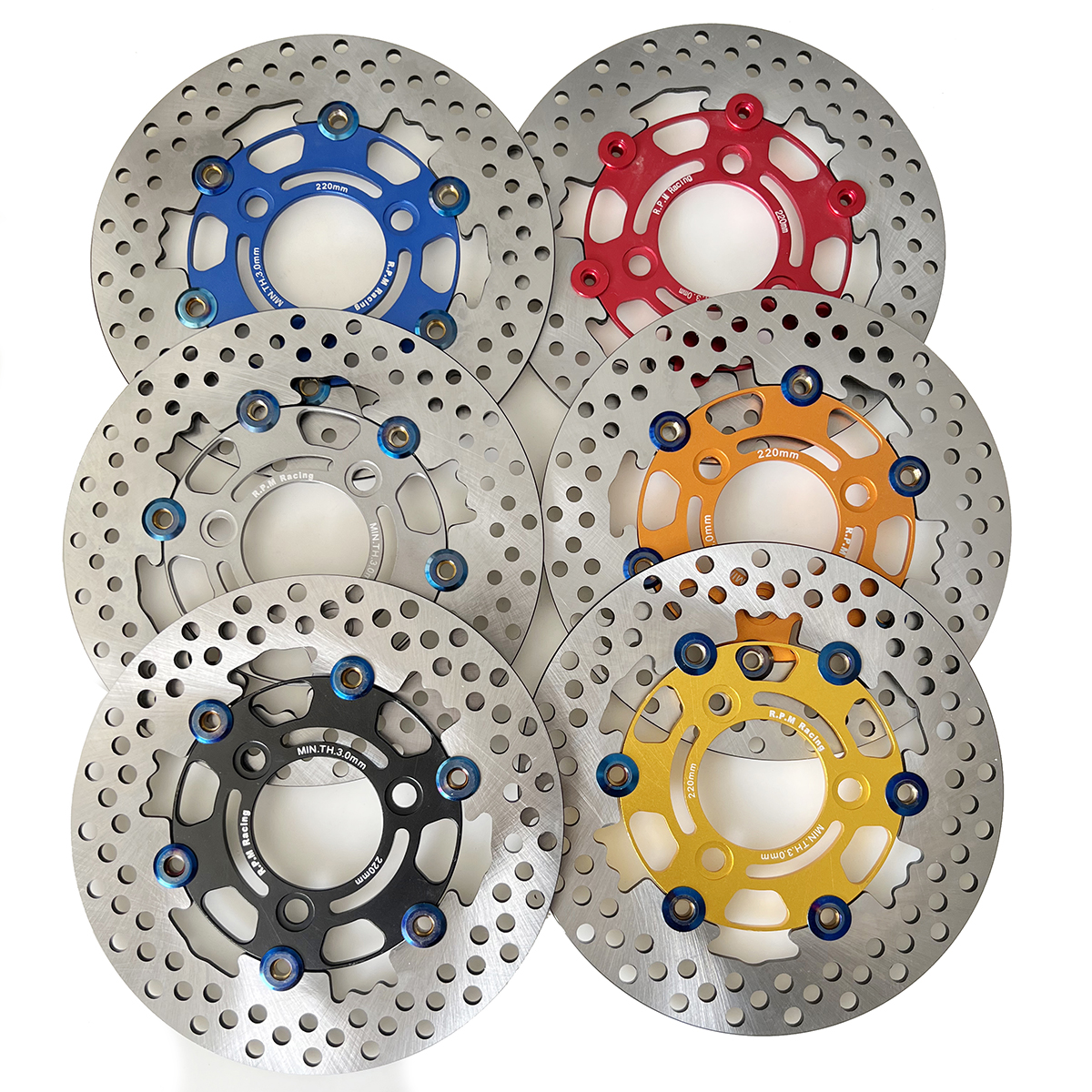 Disco de freno de motocicleta de 220mm RPM, pinza de freno de Rotor de disco flotante, rueda delantera trasera Universal de 3 orificios para patinetes Yamaha Niu