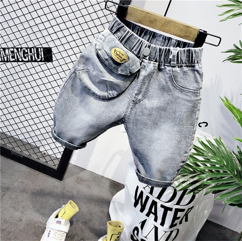 Zomer Peuter Jongens Shorts Casual Pocket Denim Broek Elastische Taille Jeans Voor Jongens Mode Katoenen Baby Shorts 2 3 4 5 6 Jaar