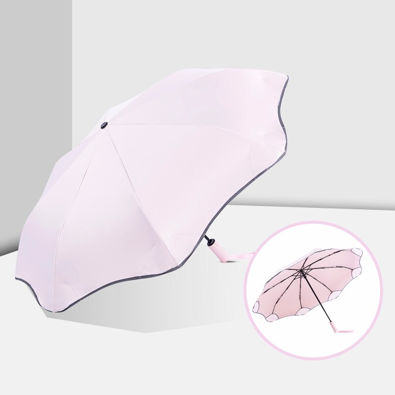 Automatiskt damparaply sött vindtätt trevikt helautomatiskt 8 revben parasoll anti uv säker vindtätt resor sol/regn um: Rosa