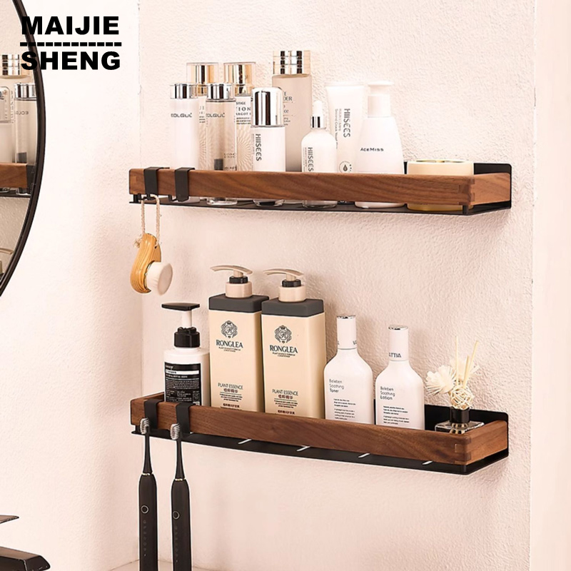 Holz Schwarz Küche Regal Schraube Installation machen-hoch Organizer geistig Ecke Regal Lagerung Regal Dusche Zauberstab Gestell Badezimmer