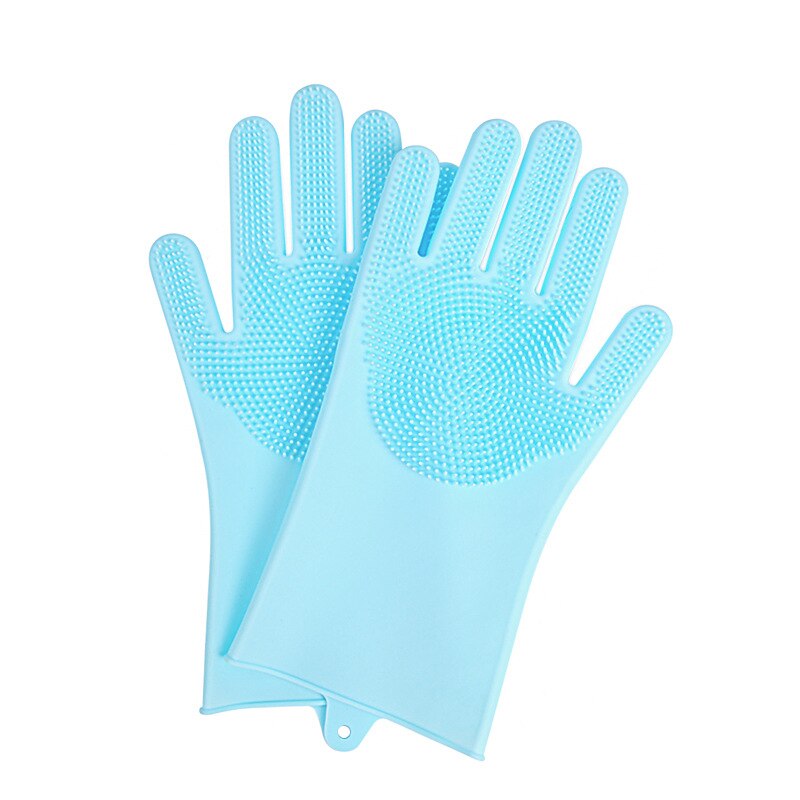 Guante de aseo para mascotas, cepillo de silicona para perros y gatos, guantes para quitar el pelo, limpieza de baño, masaje, cepillo de pelo de silicona para perros: Sky Blue