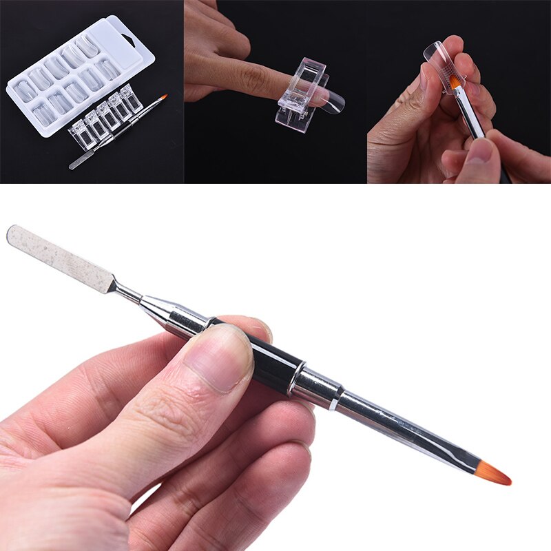 Valse nagels mal transparant volledige dekking polygel nagel tips schaal gereedschap met clip uv gel acryl snel verlengde valse nagels