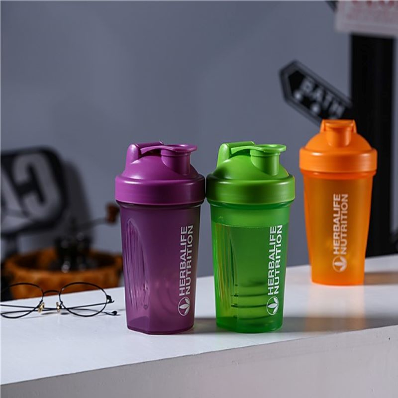Sport shaker flaske 400ml valleproteinpulver blandingsflaske sport fitness fitness shaker udendørs bærbar drikkedunk i plast