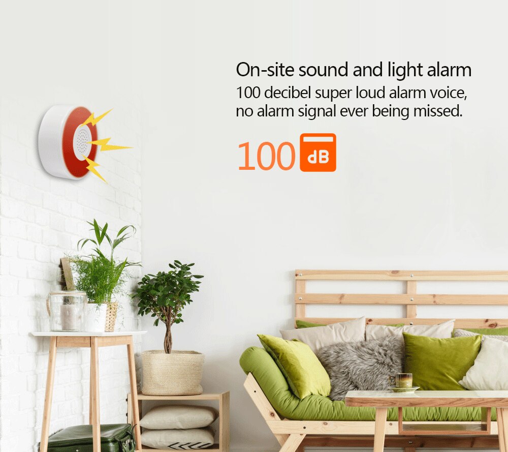 Tuya Smart Home Security System WiFi Siren Alarm with Loud Voice APP Control Compatible with Alexa and Google Home