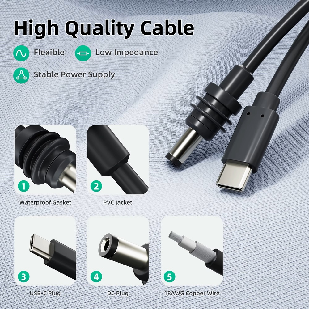 Voor Starlink Gen3 Mini Kabel 2/3/5m voor Starlink Mini Power Type-C Ingang vervanging Kabel Waterdichte Buitendeur Jack Opladen