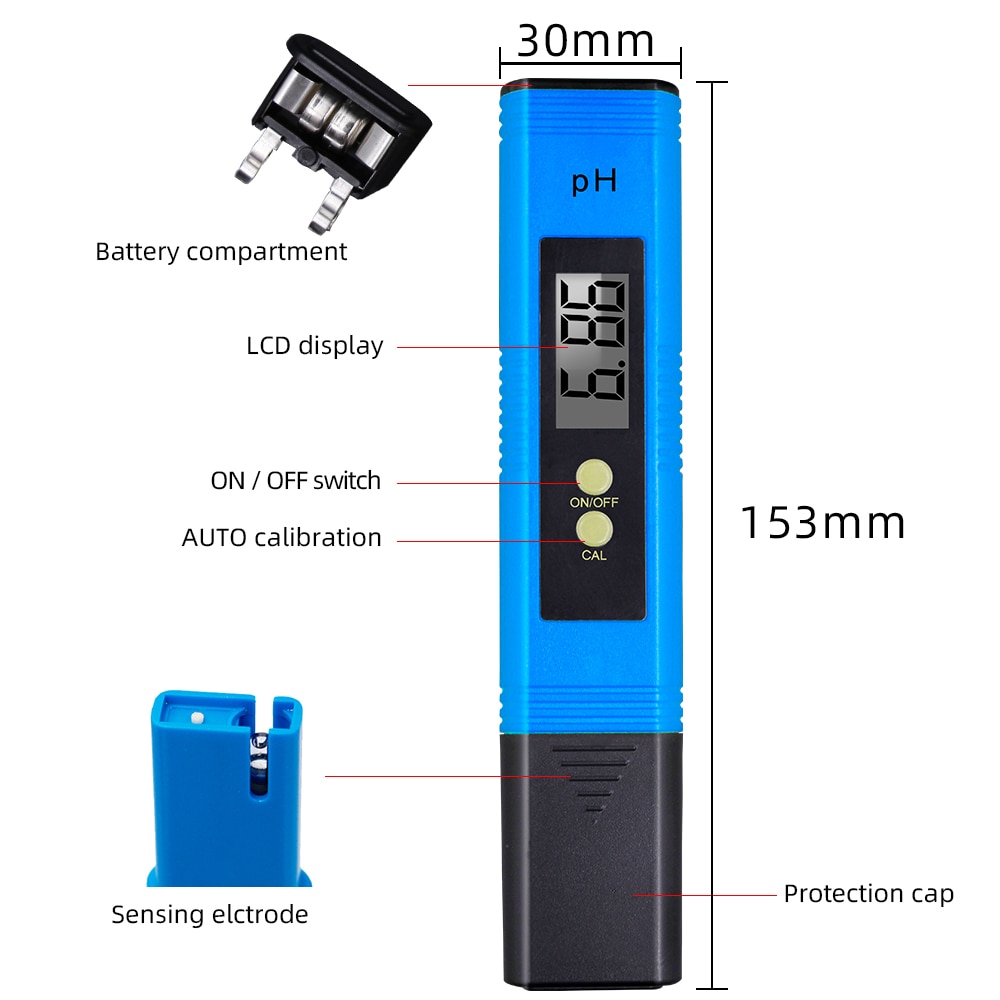 Digital ph-tester surhedsgrad ph-måler vand lcd-display vandmål 0.01ph automatisk kalibrering 50% slukket