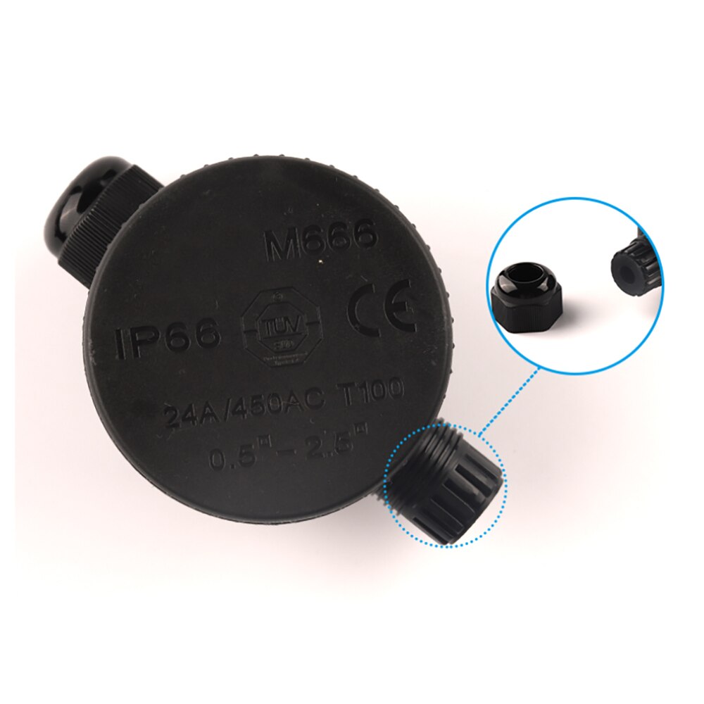 Connecteur de fil électrique étanche IP66, boîte de jonction ronde à 2 voies pour l'extérieur avec accessoires de Terminal lumineux 24A/450V