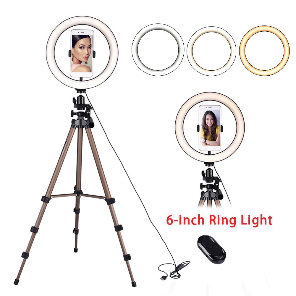 6/10inch LED Ring Light Camera Light Makeup Selfie with Tripod Phone Holder Video light for Mobile Phone Accessories: 6 inch